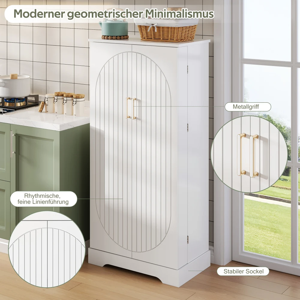 60×35×128cm Moderner Küchenschrank – LED-Licht, geräumige Aufbewahrungsfächer, ideal für Küche, Esszimmer und Speisekammer – Detail 7