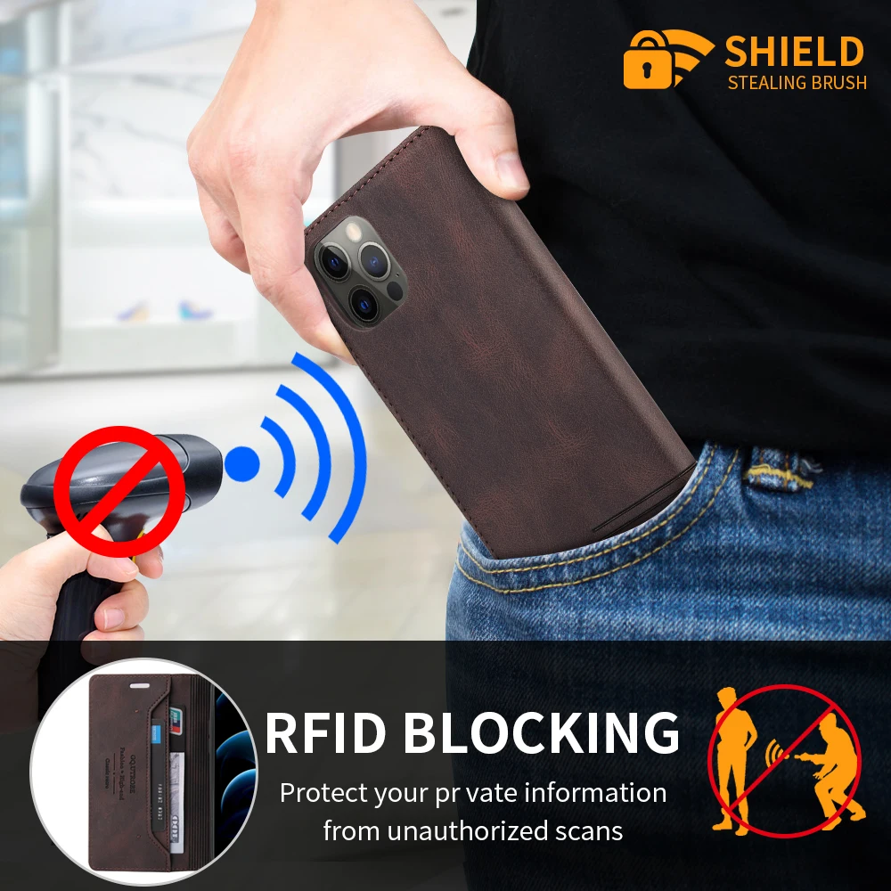 Premium RFID Blocking Leather Wallet Case - Card Protect Wallet Cover