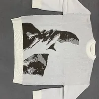 Women's Knitting Gothic Print Pattern O Neck Pullover Sweater Streetwear Girls Oversized Harajuku Knitwear Y2k Sweaters - Image 2
