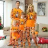 New Halloween Family Pajamas Fashion Orange Grimace Pattern  Family Matching Outfits Parent Mother Kids Festival Home Clothes 2