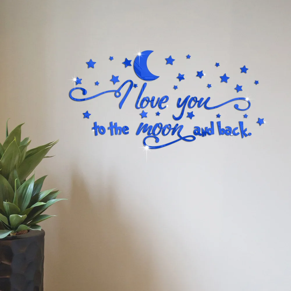 Star Moon Acrylic 3D Stereo Mirror Wall Sticker for Bedroom Living Room Children's Room Decoration Ideas