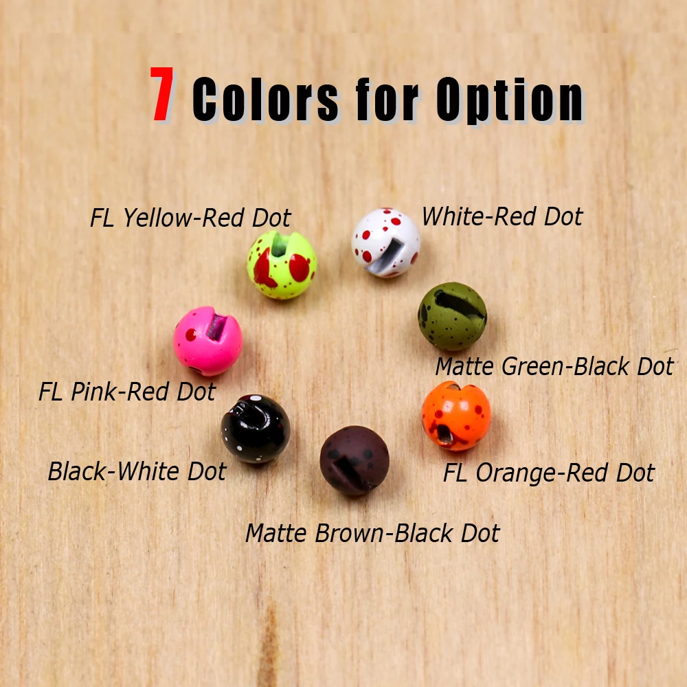 Fly Tying Beads 20PCS Mottled Slotted Tungsten Beads Head with Dot for Jig Hooks Nymphs Fly Tying Fishing Materials Weights 2.5mm ~3.5mm