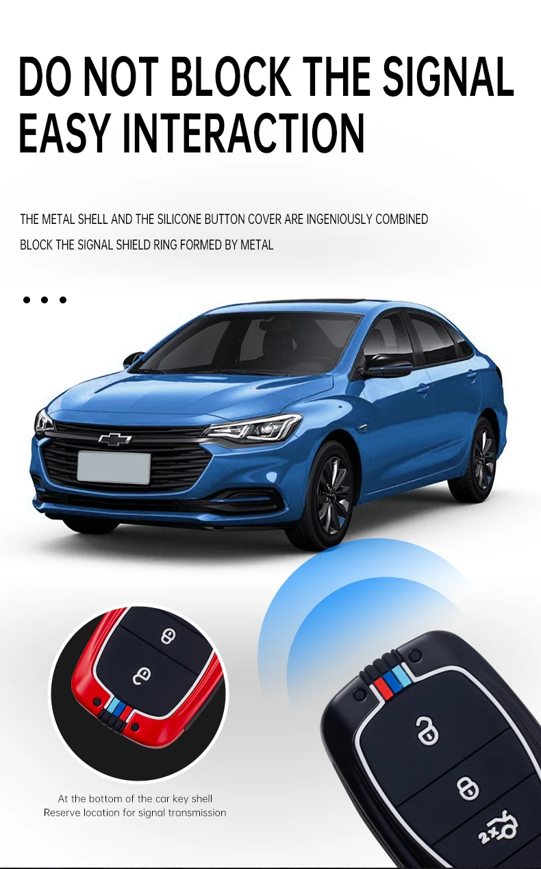 Custodia in lega di zinco custodia protettiva per chiave in Silicone per Chevrolet Malibu Equinox Cruze Camaro 2016 2017 2018 2019 accessori - S92a59e2f057b499587f99c0036733fd4t