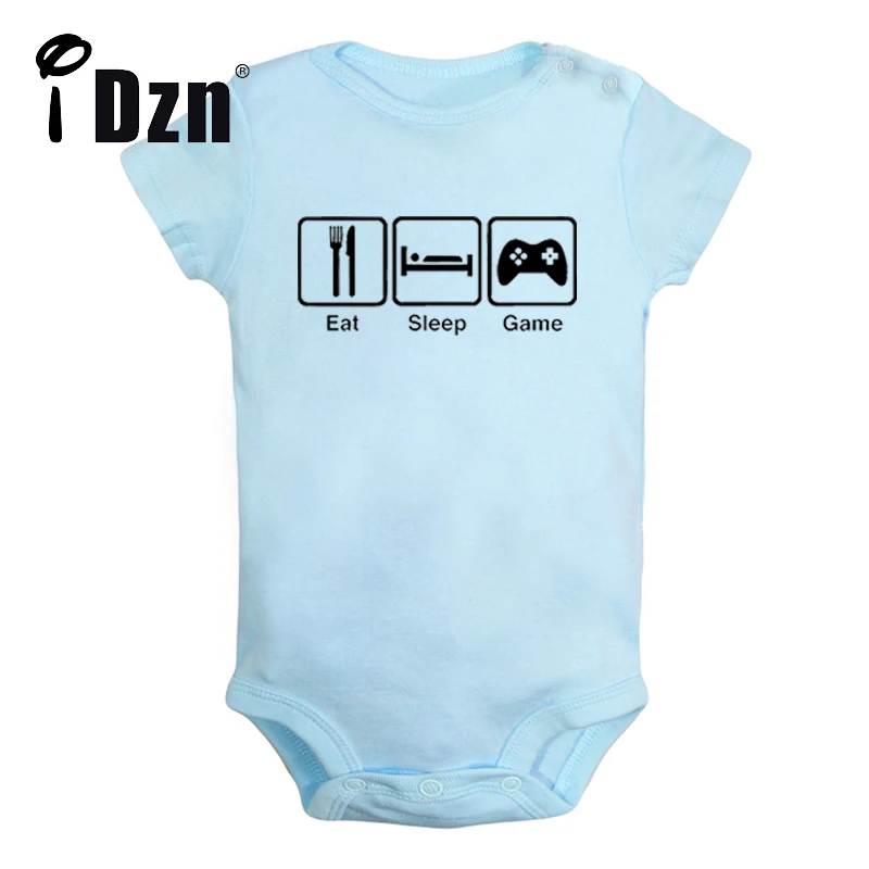 

iDzn NEW Enjoy Life Cute Baby Eat Sleep Game Fun Print Rompers Boy Girl Bodysuit Infant Short Sleeves Jumpsuit Kids Soft Clothes