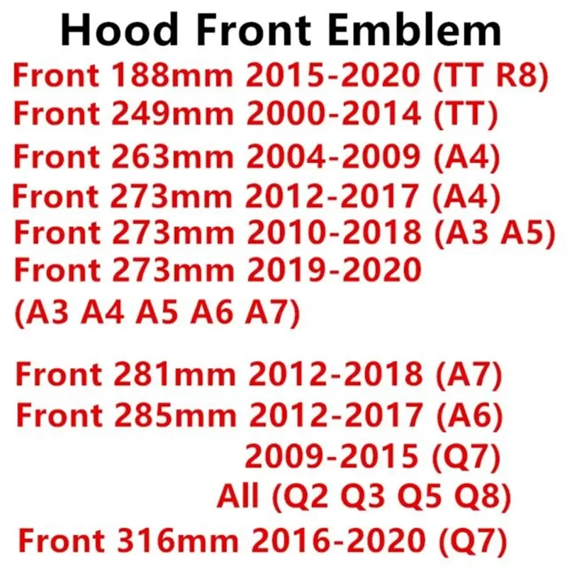 Car Emblem Sticker 4 Ring ABS Car Hood Front Bonnet Grill Rear Trunk For Audi A3 A4 A5 A6 A7 Q2 Q3 Q5 Q8 TT