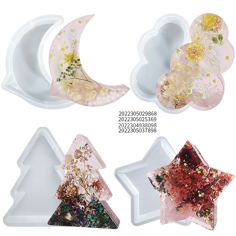 

Silicone Molds for Resin Hexagon Pentagram Christmas Tree Bookends Silicone Molds DIY Epoxy Resin Mold for Flowers Preservation