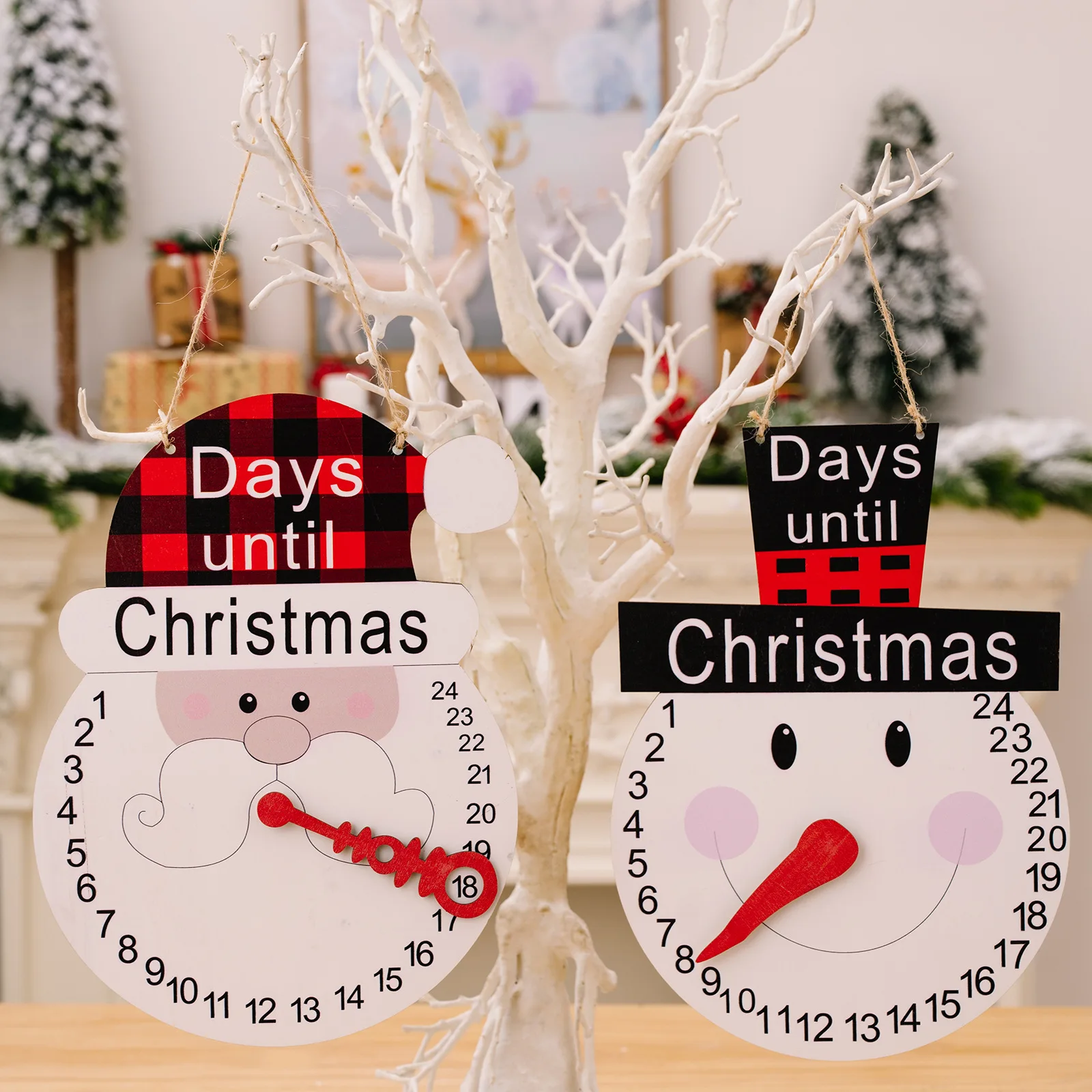 

Christmas Decoration Festive Party Supplies Formal Hat Snowman Pointer Wooden Hangings Ornaments Countdown Wall Advent Calender