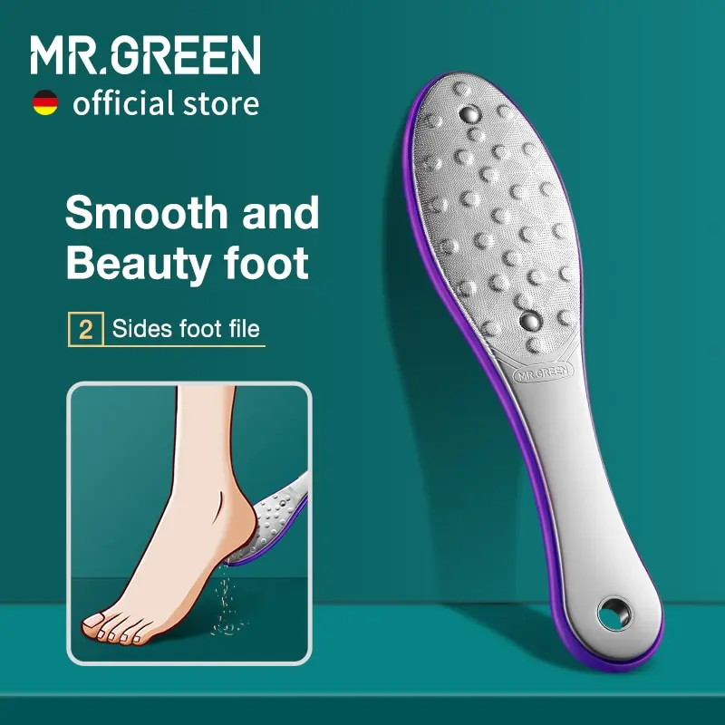 MR.GREEN 양면 풋 파일, 전문가용 페디큐어 풋 케어 도구, 각질 제거제,..