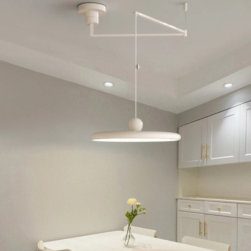 Dining Table LED Chandeliers Colorful Rocker Arm Light Simple Modern Home Decor Move Long Arm Chandelier Kitchen Bar Saucer Lamp