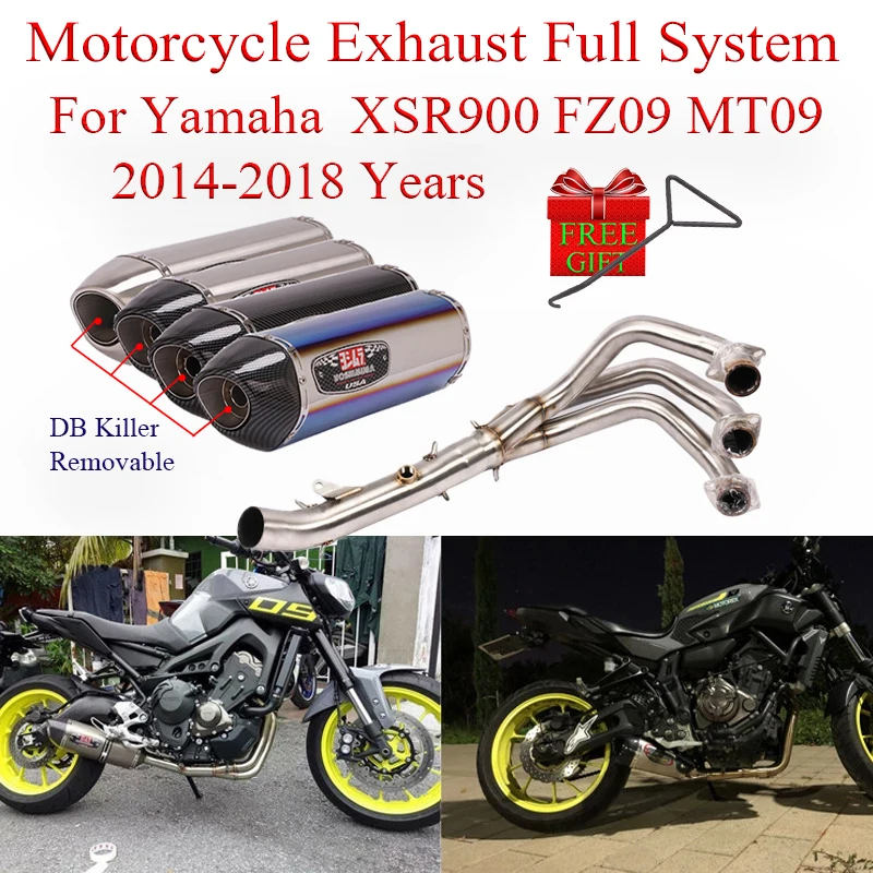 

Motorcycle Exhaust Full System Link Pipe Slip On For Yamaha XSR900 FZ09 MT09 2014-2018 Modified Muffler Moto Escape Motorcross