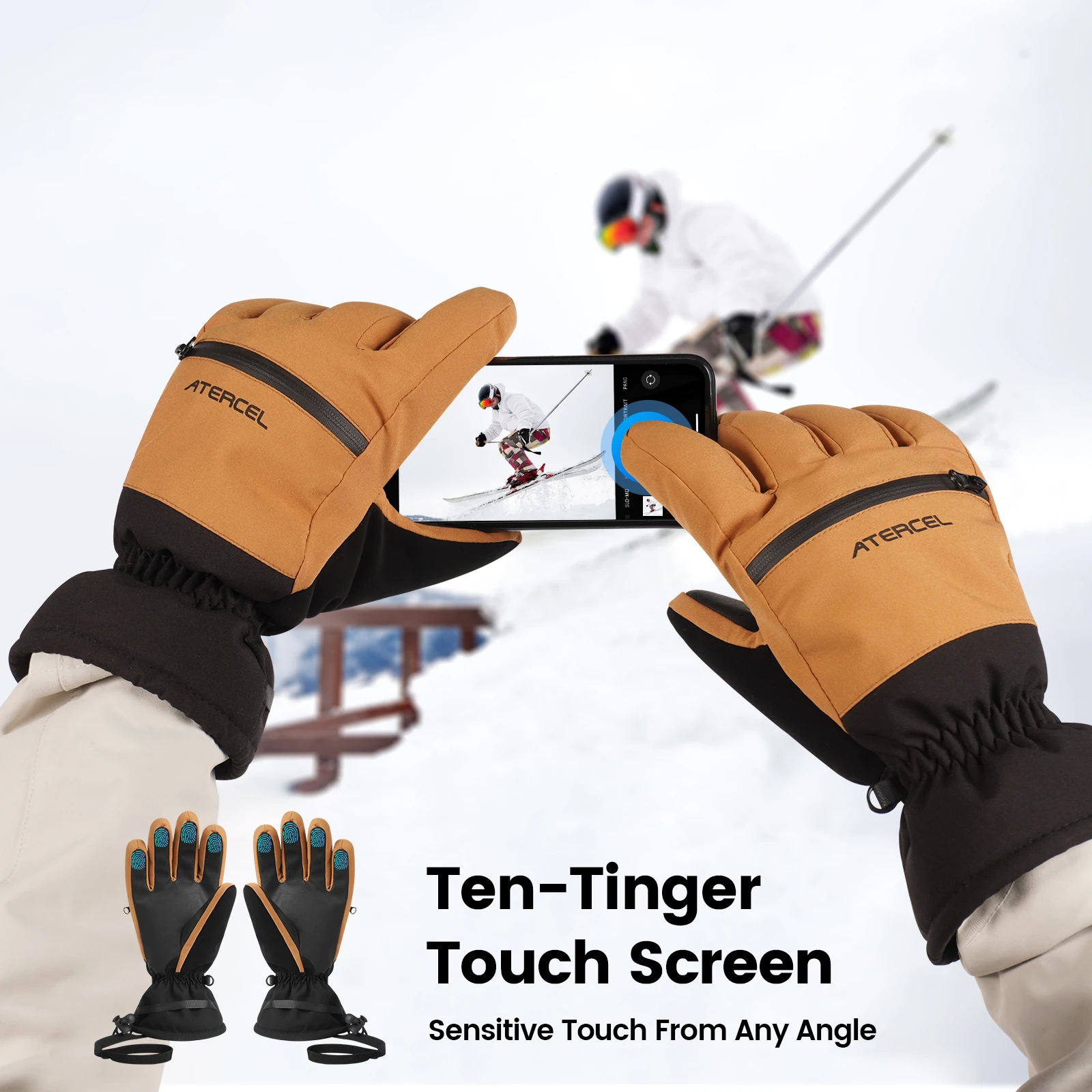 Waterproof Touchscreen Ski Gloves, Snowboard Gloves for Men and Women 4