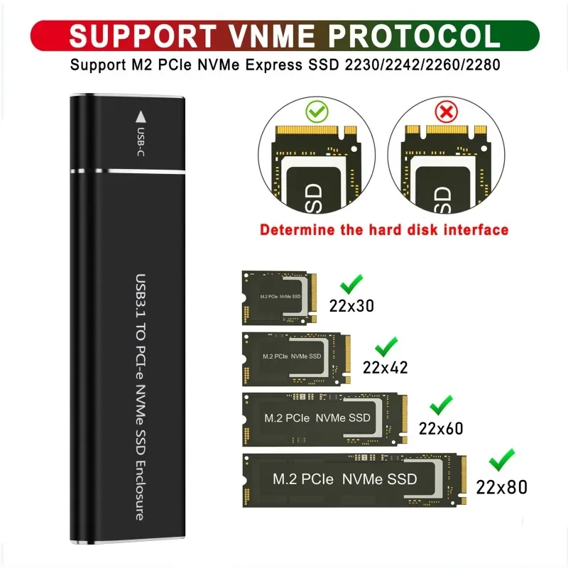 M2 SSD Enclosure NVMe USB Type C Gen2 10Gbps