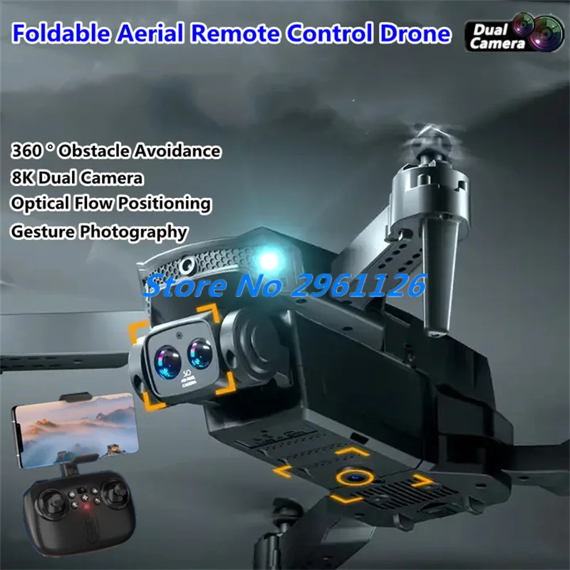 접이식 공중 와이파이 FPV 리모컨 드론, 360 ° 장애물 회피, 2.4G 8K ..