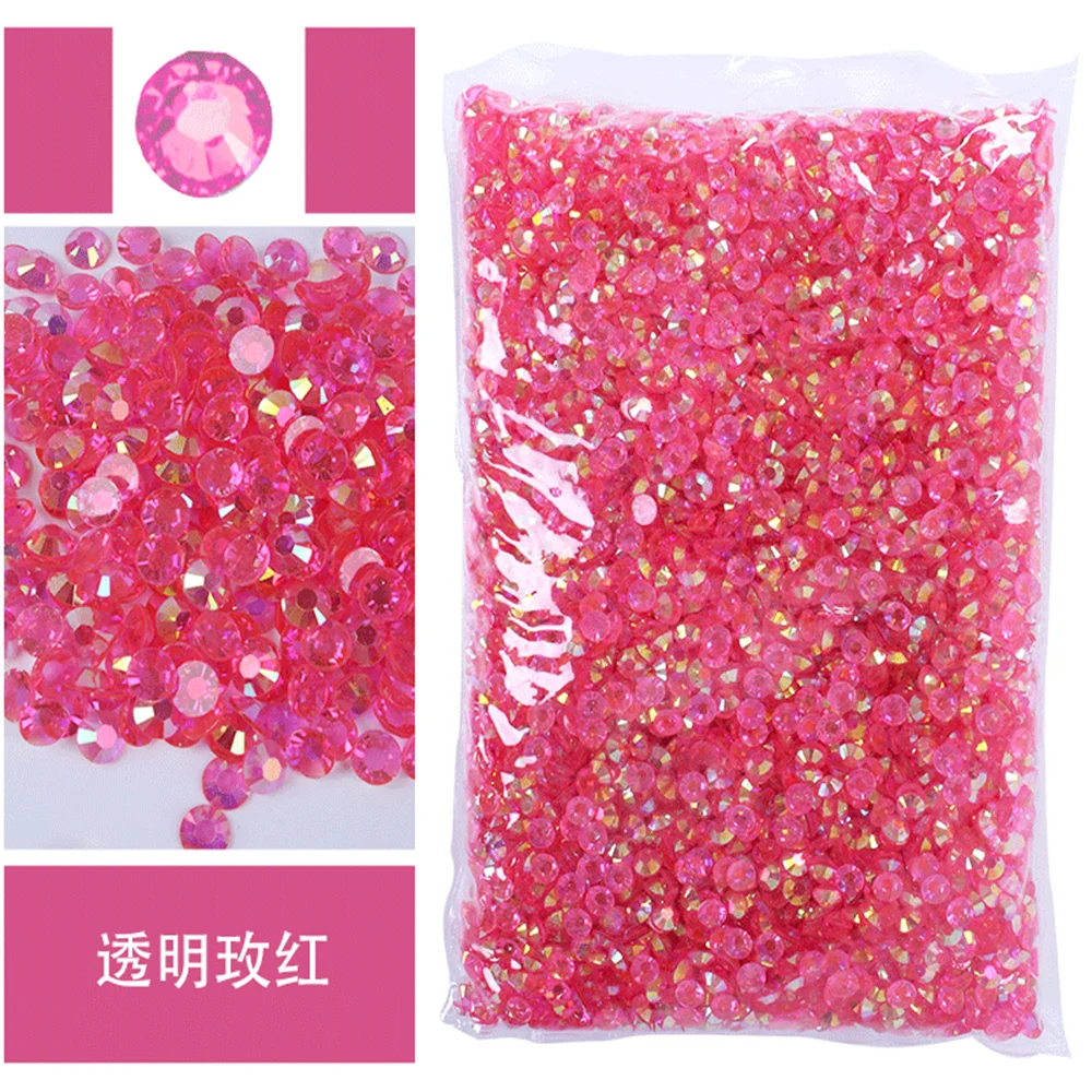 Vibrant Jelly AB Color FlatBack Resin Rhinestones for Nail Art and Garment Embellishment