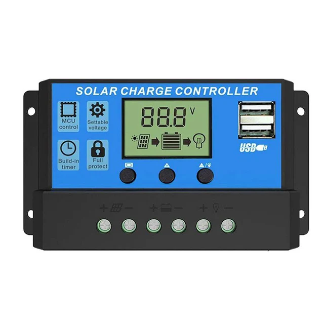Contrôleur de Charge solaire 10A à 100A, écran LCD, double régulateur automatique USB pour le soudage du système de batterie du panneau solaire 1