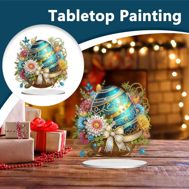 Painting Kits For Adults Crystal Painting Art Tabletop Decor Easter Crystal Painting Double Sided Stand Up Gem Painting Craft
