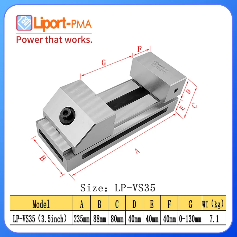 3.5 inch, Fast Moving CNC Vise Machine Vise, Premium Precision Grinding Vise, Hardened Surfaces,Liport-PMA,Taiwan Original 6