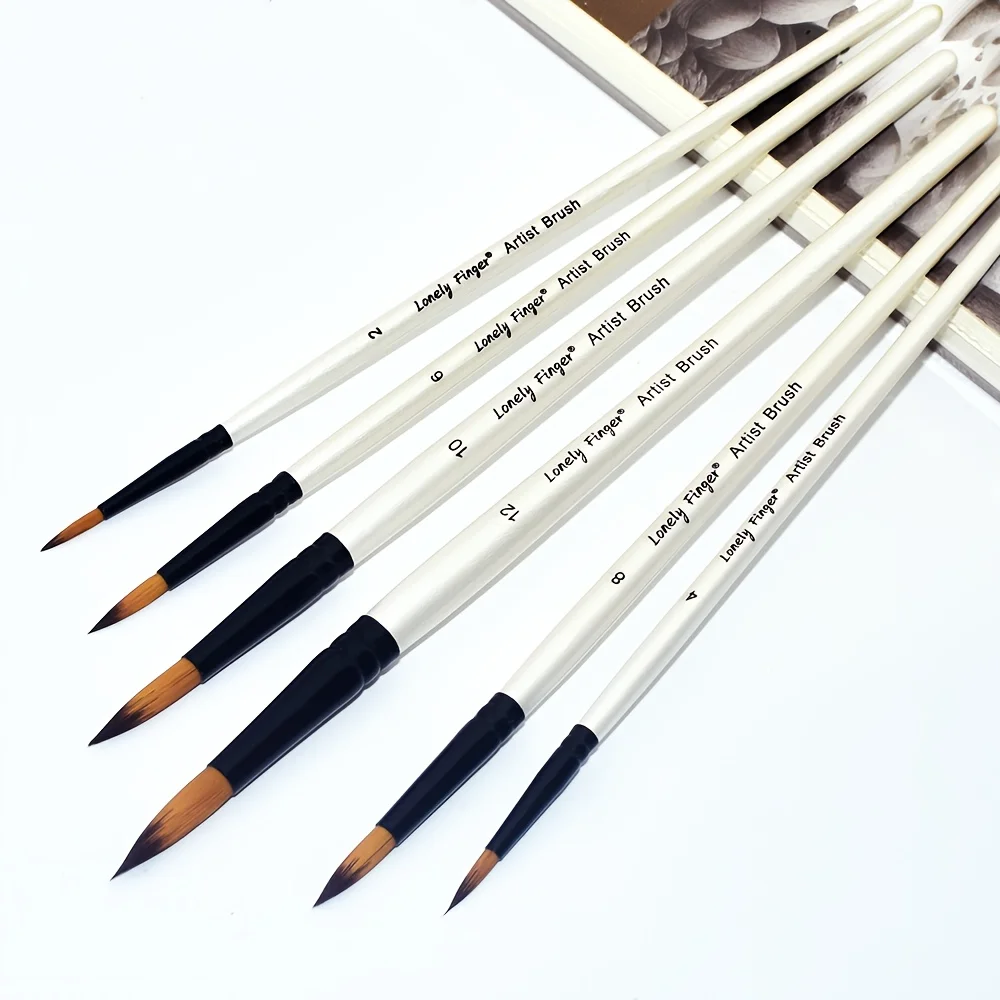 6/24pcs Professional Artist Paint Brush Set Various Different Shapes for Oil, Acrylic, Watercolor, Gouache Painting 4