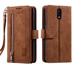 Premium 9-Card Wallet Case with Zipper and Wrist Strap - Carnival Folio Edition for OPPO R17 (Brown)