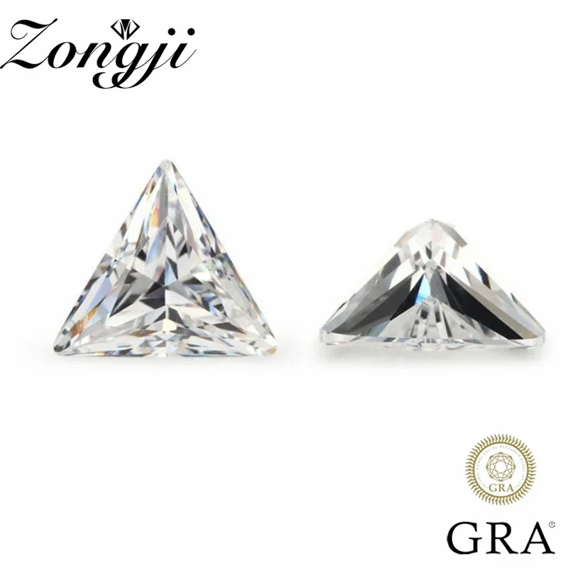 

ZONGJI Triangle Cut Loose Moissanite Diamond 0.3-3ct D Color Stones Pass Tester Gems with GRA Certificate for Jewelry Making