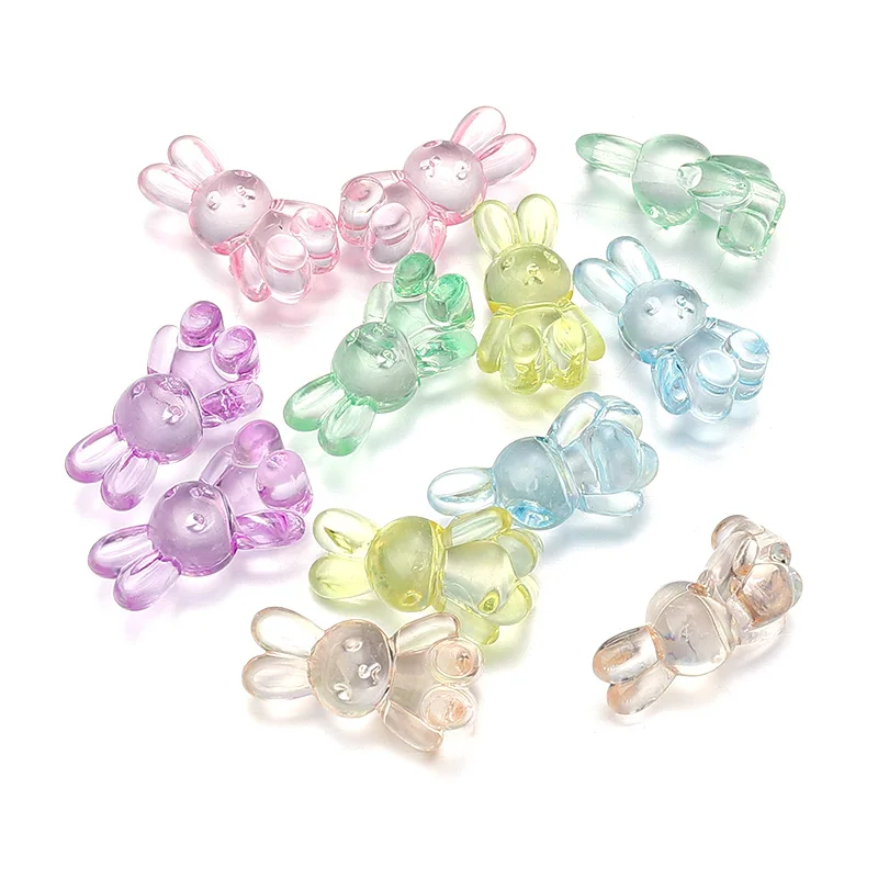 30 teile/los Acryl Cartoon Kaninchen Perlen 24x14mm Bunte Acryl Charms Perlen Lose Spacer Perlen Für DIY Schmuck Machen armband – Detail 9
