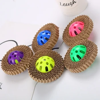 Pet Cat Toys Corrugated Paper Plastic Ball Soundmaking Cat Claw Board Pet Supplies 5