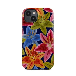 Magnetic Phone Case with Colorful Floral Design - Shockproof Hard Acrylic Cover - iPhone 12 Mini (Magnetic)
