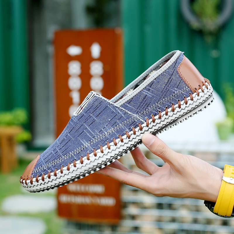 Summer Men Espadrilles Shoes Spring Canvas Shoes Breathable Men's Casual Shoes Slip-On Shoes Espadrilles Footwear Flats Big Size 2