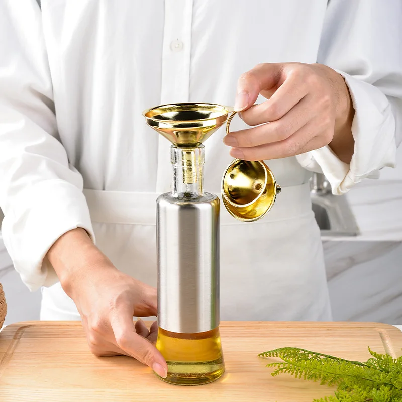 Golden wide-mouth funnel Food Grade Stainless Steel Kitchen Small Mini Metal Gold Food Funnel for Filling Bottles Kitchen Use