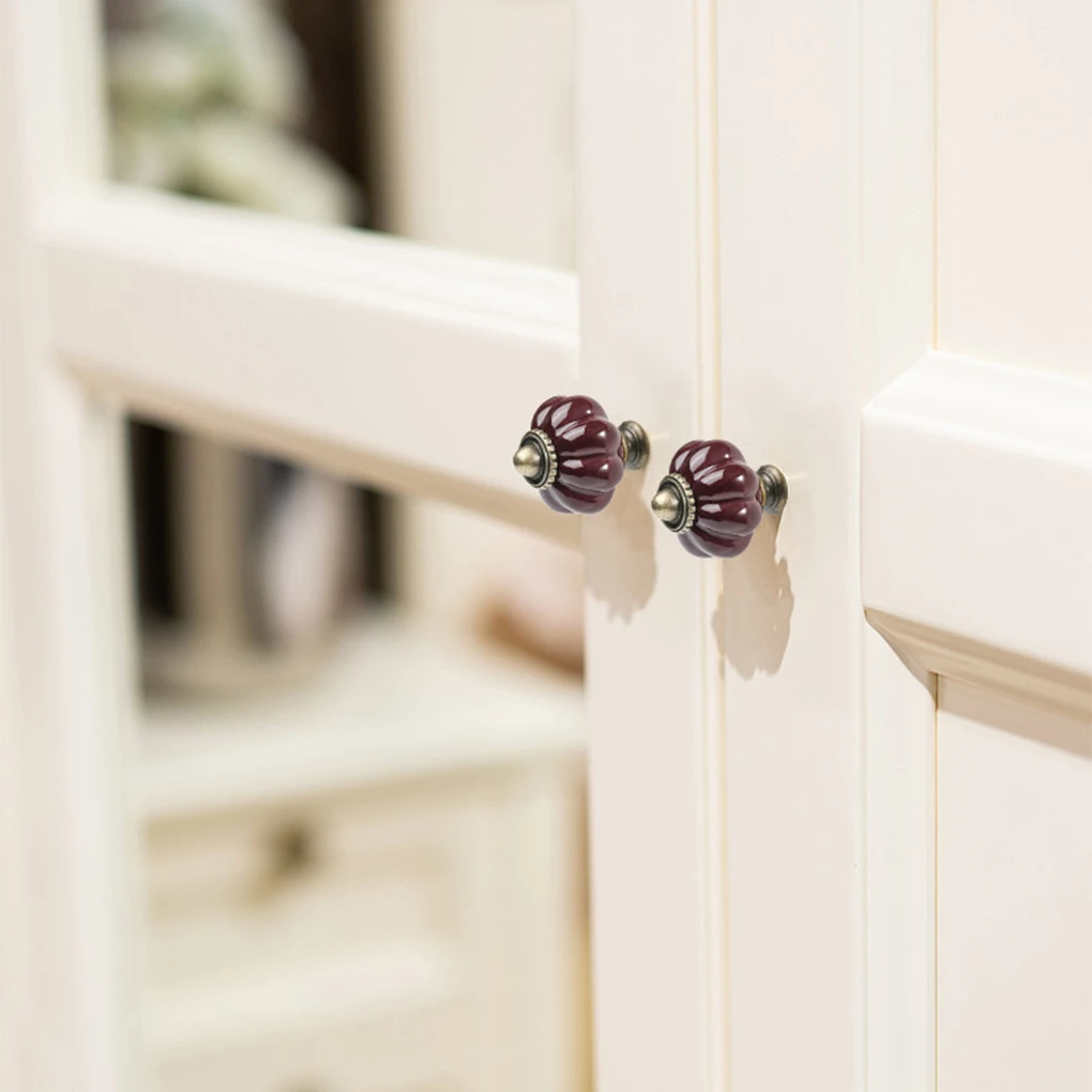 Furniture Knobs Antique Cabinet Knobs Pumpkin Kitchen Cabinets Pulls Retro Ceramic Handles