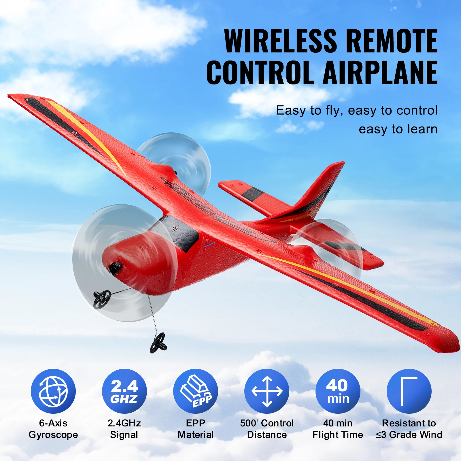 SucceBuy Z50 RC Plane 2.4G 2CH Remote Control Fighter Fixed Wingspan Glider 6-Axis Outdoor RC Warbird Airplane Toys Gifts