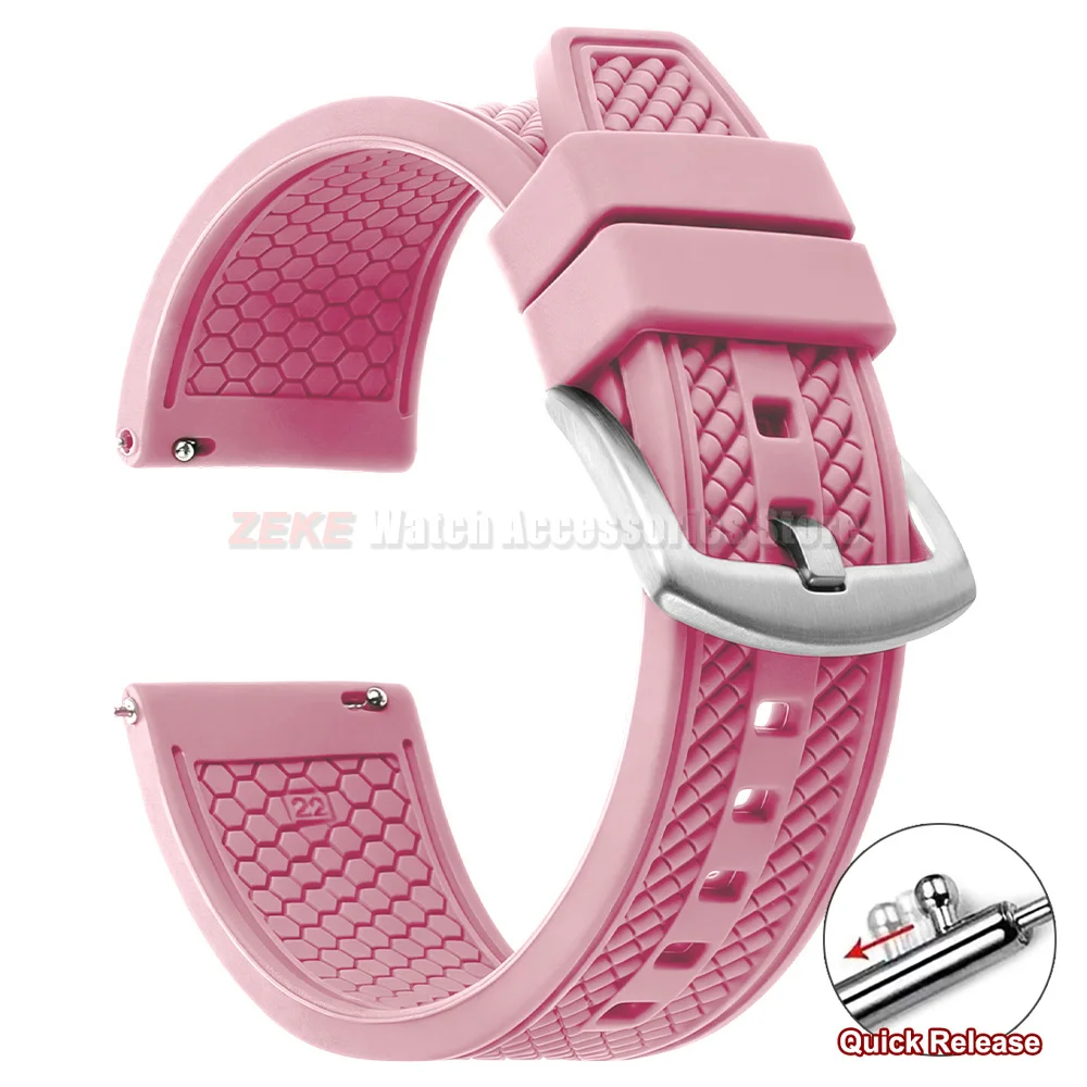Universal Sports Silicone Watchband - 20mm/22mm Waterproof Rubber Strap