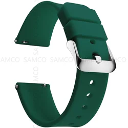 Smooth Silicone Quick Release Watch Bands - Versatile Sizes - 21mm (British Green 1)