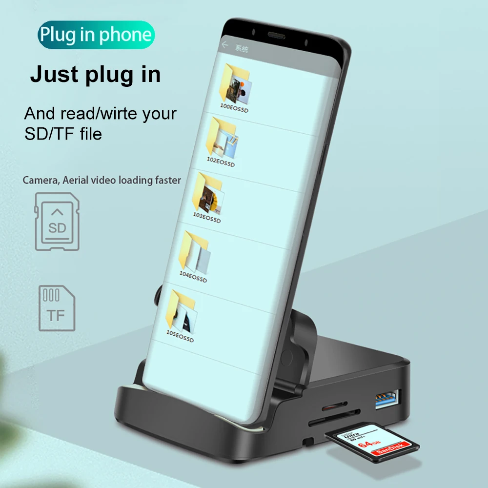 tipo c Docking Station Suporte do Telefone Dex Pad Station Usb c para Compatível com Hdmi Usb sd tf Carregador Adaptador para Samsung em 1 - Imagem 5