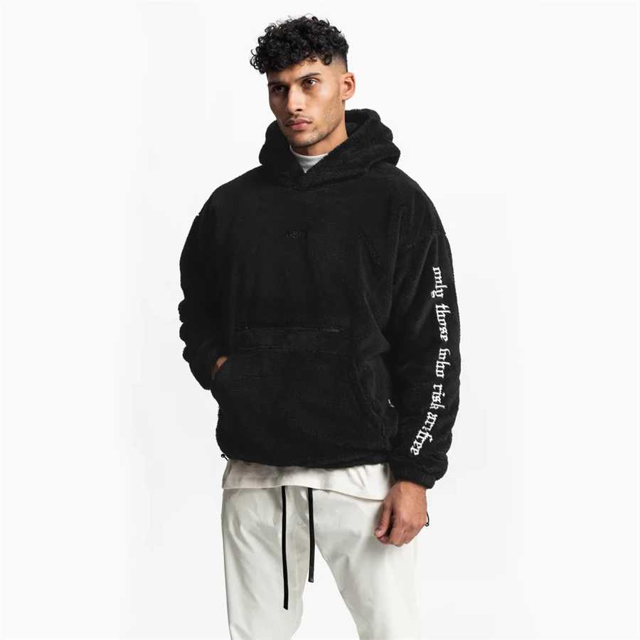 

Black Cotton Autumn Winter Running Jackets Men Sports Long Sleeve Hooded Sweatshirts Hoodies Slim Fit Male Gym Training Pullover