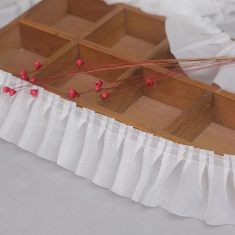4CM Wide Tulle 3D Chiffon Lace Fabric Applique Guipure Lace Collar Band Ruffles Trim Toy Dolls Clothes DIY Sewing Decor