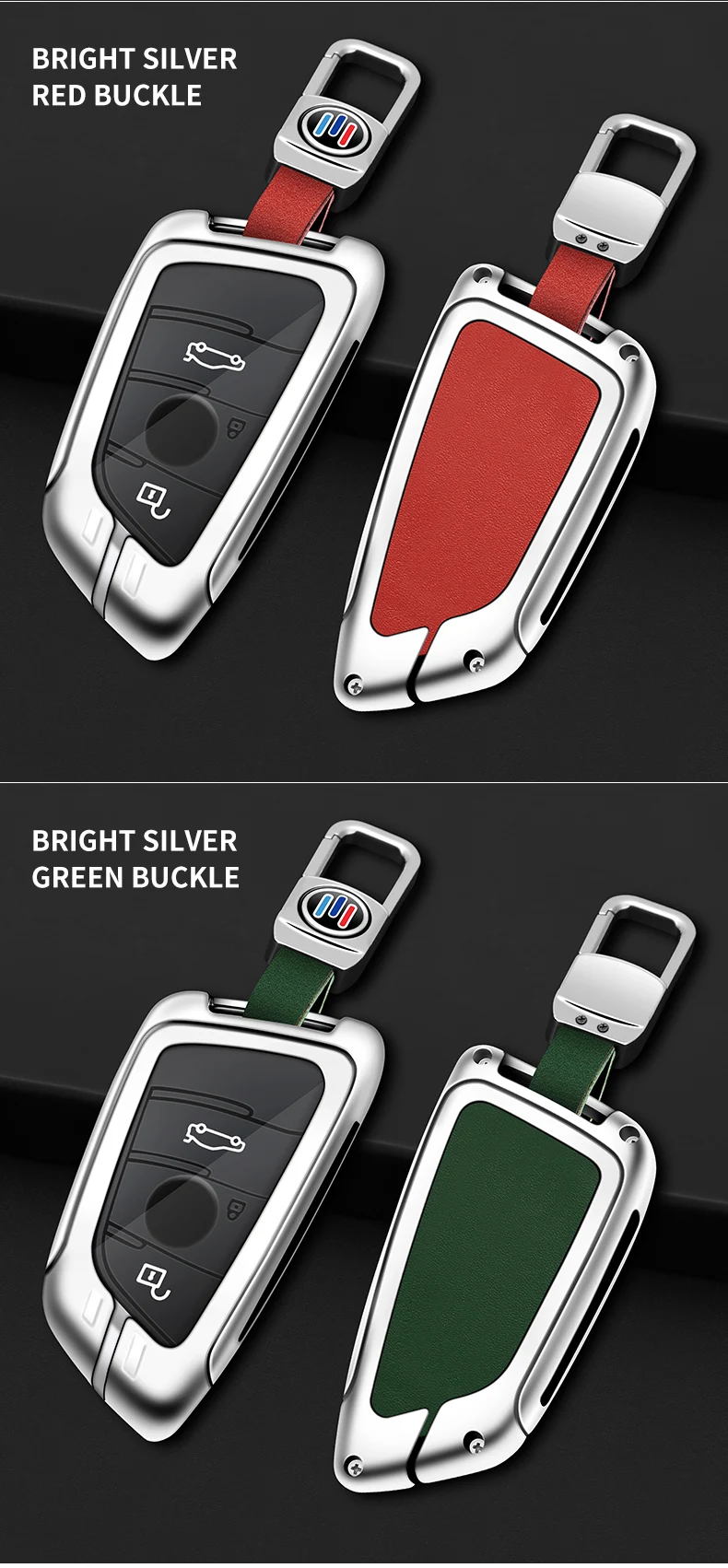 Metallo Chiave Dell'automobile di Cuoio Della Copertura Della Cassa Borsette Fob Per BMW 1 3 5 7 X1 X3 X5 X6 X7 Serie G20 G30 G01 G02 G05 F15 F16 G07 G32 Accessori - S92a7ab1510414c4fb5426c4d69bf2359W
