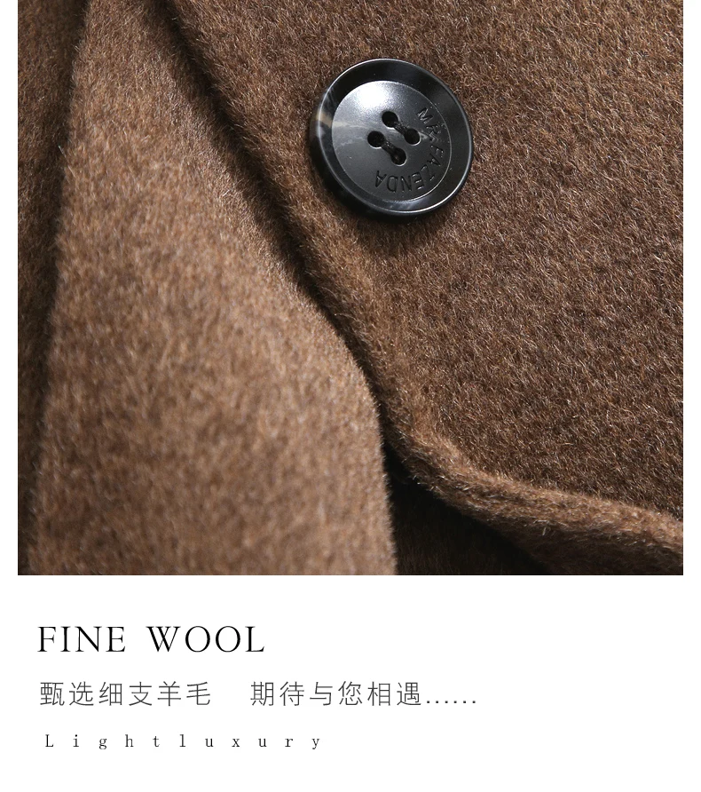 Neuer doppelseitiger Wollmantel aus 100 % reiner Wolle für Herren, schmale Passform, schlankmachende Anzugjacke, einfarbig, Revers, einfache Strickjacke – Detail 35