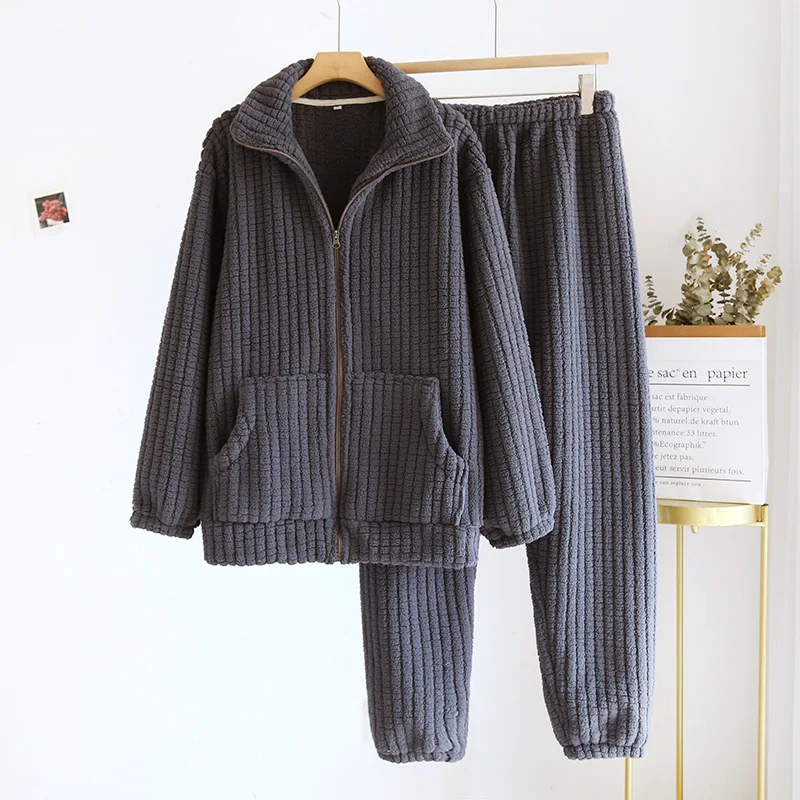Couple Sleepwear Women's Nightie Matching Pajamas 2023 New Winter Thickened Warmth Flannel Pijames For Women Underwear