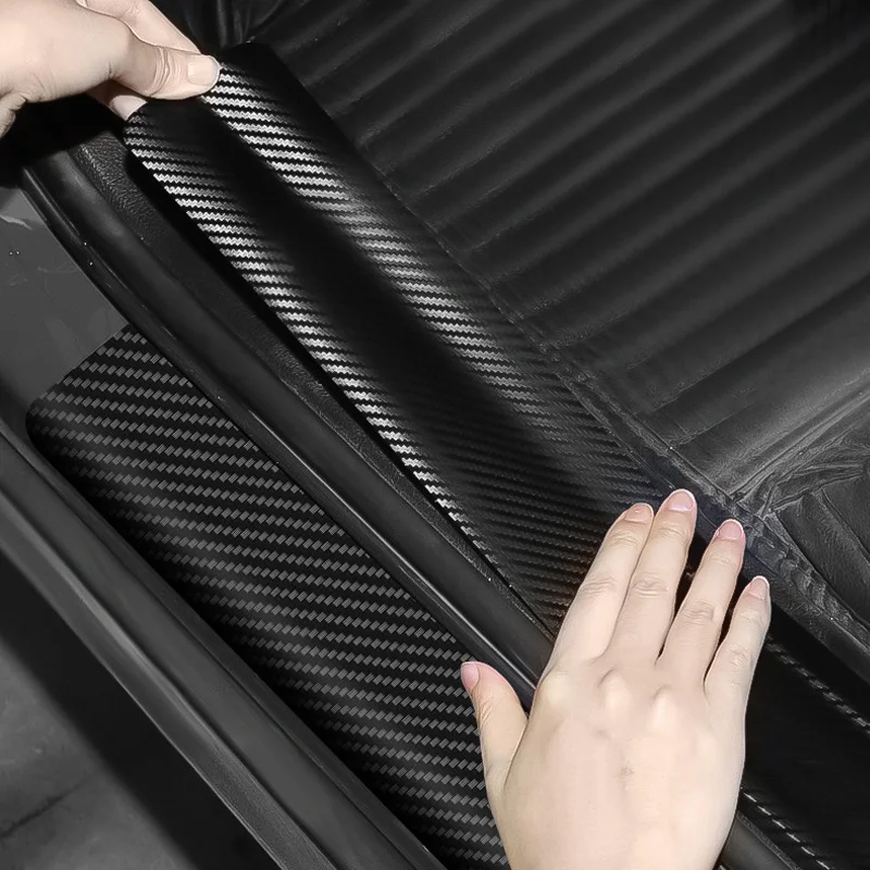 

Стильная наклейка из углеродного волокна для защиты порогов автомобиля, наклейка «сделай сам», клейкая лента для автомобиля против царапин, водонепроницаемая пленка, автомобильные аксессуары