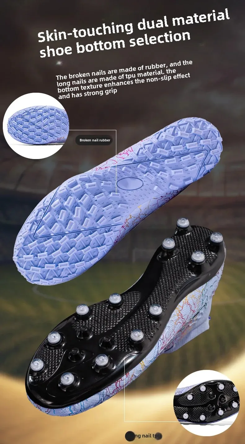 Chaussures de football unisexes à clous longs pour entraînement sur gazon
