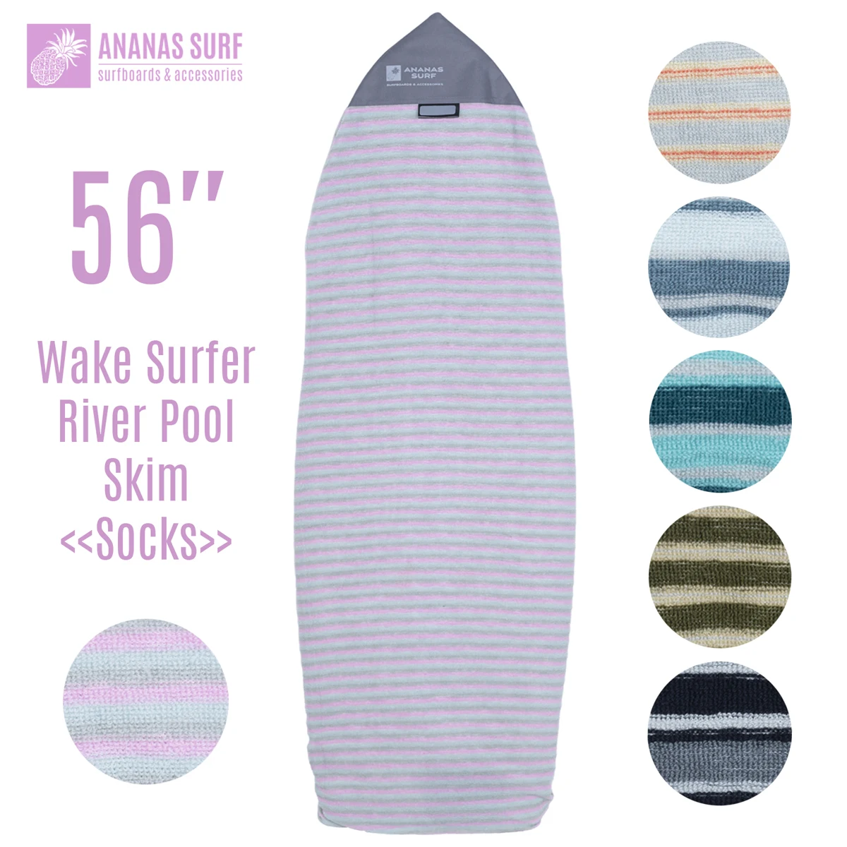 Ananas Surf 56in 143cm Short Surfboard Sock Soft Cover Skimboard Foil Board Wakesurf Protective Stretch Terry Fabrick