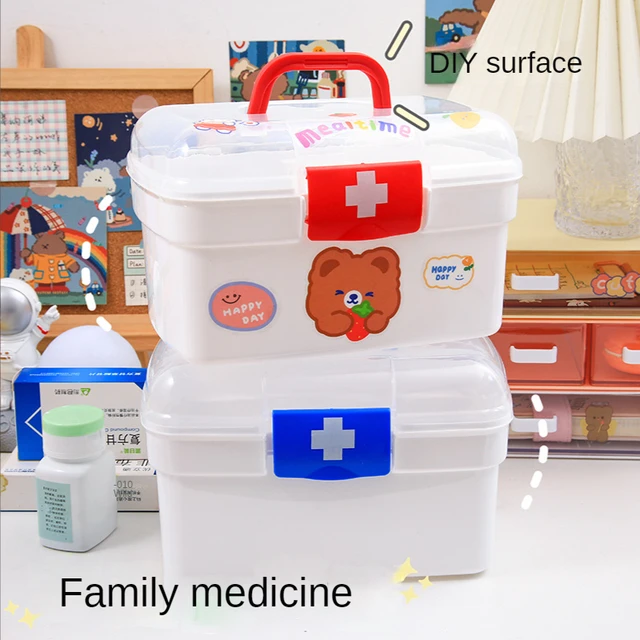 Boîte de rangement pour médicaments de grande capacité, trousse de premiers  soins portable, conteneur d'urgence, boîte à pilules de pharmacie, 3  couches - AliExpress