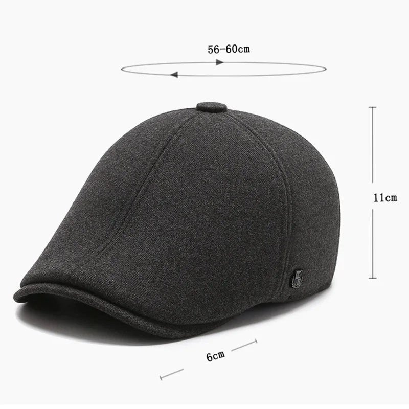 Brand New Autumn Men's Newsboy Beret Hats Winter Vintage Plain Cottton Middle-aged Dad Painter Earmuffs Hat Driving Hats images - 6