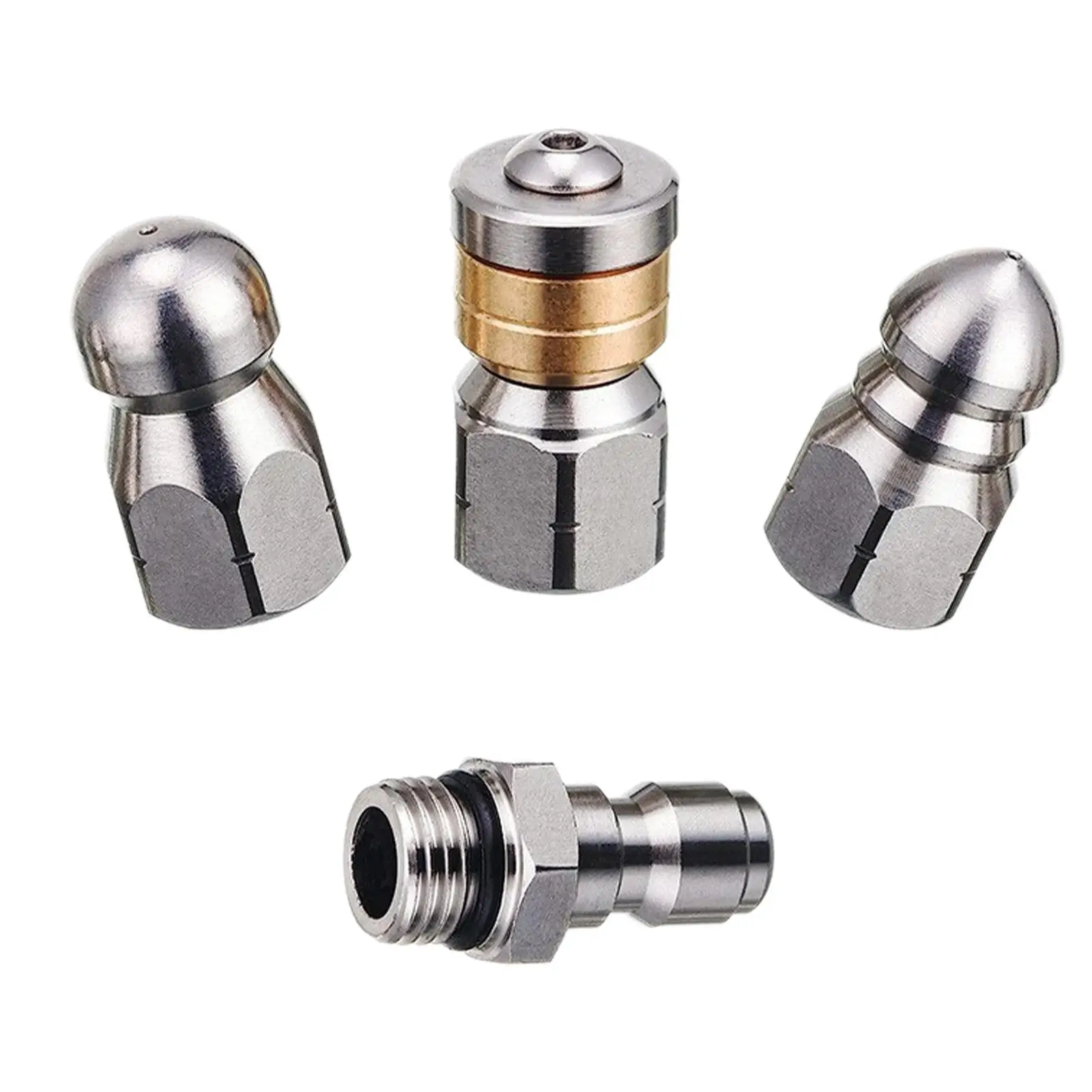 Sewer Jetting Nozzle Sewer Pipe Cleaner Nozzle Pressure Washer Sewer Jetter Kit 1/4 inch NPT for Outdoor Kitchen Pipeline Garden