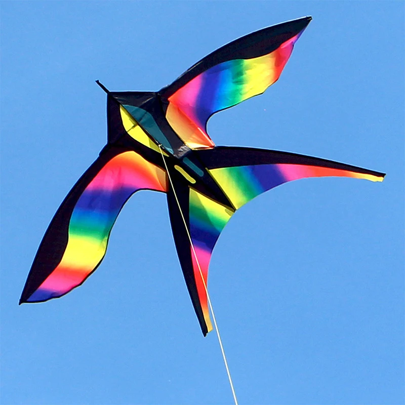 

Large Rainbow Bird Kites with Handle Line Nylon Fabric Swallow Kite Bird Kites Outdoor Fun Sports Toy