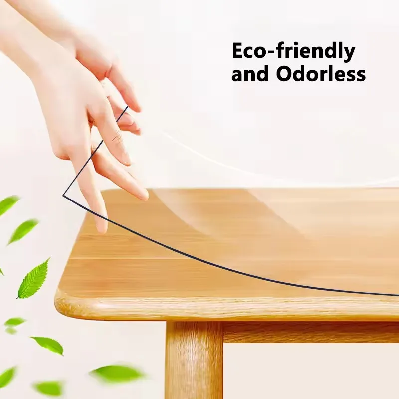 Soft Glass Tablecloth Transparent PVC Waterproof Oil Proof Kitchen Dining Rectangular Table Cover Matte Clear