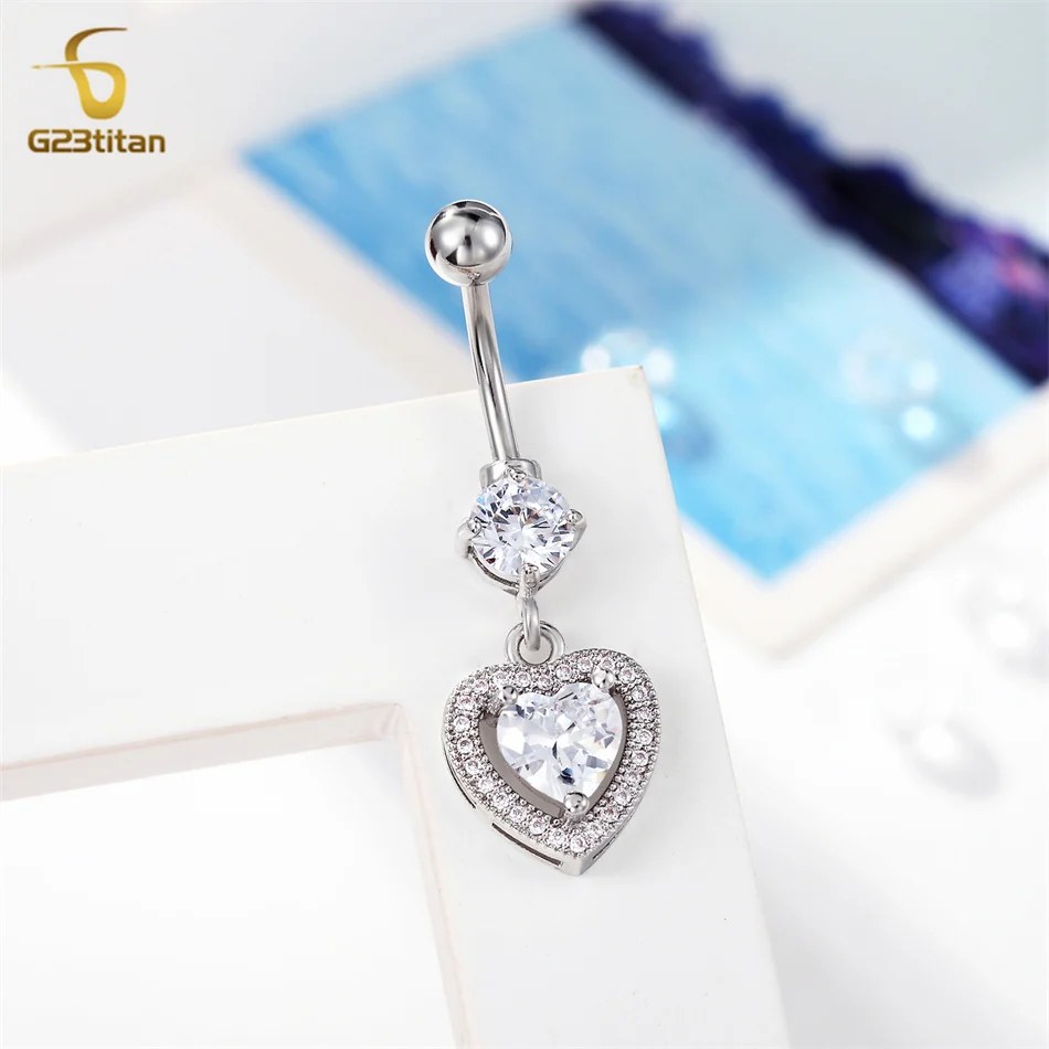 Belly Button Ring Jewelry G23titan Women Fashion Crystal Titanium Navel Bar