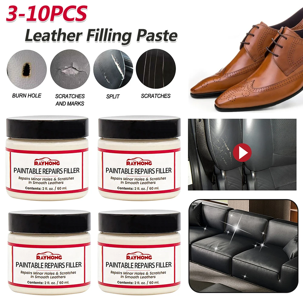 10PCS 60ml Leather Filling Paste Compound Leather Restoration Cream Car Conditioner Cleaner Car Repair Scratches Cracks