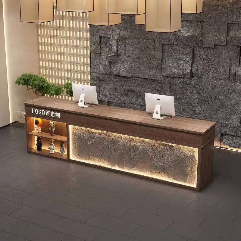 Beauty Salon Reception Hotel Furniture Stone Front Desk Table For Aesthetics Businesss Cash Register Cabinet Customer Center
